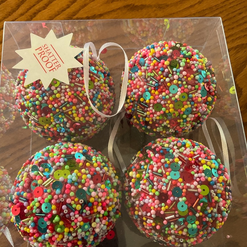 NIB Sweets & Treats Holiday Ball Ornaments, Set of 6